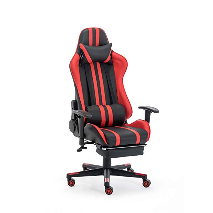 Red Gaming Chair with Footrest